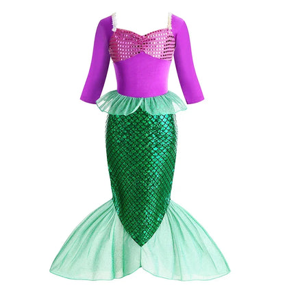 Mermaid Birthday Party Dress – Summer Girl Mermaid Costume for Kids 2-10 Yrs, Anime Cosplay & Fantasy Gown
