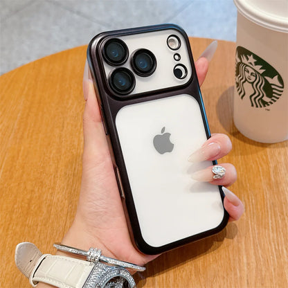 Luxury Frosted Transparent Matte Phone Case For iPhone 16 15 17 18 Pro Max Air 14 13 12 11 Metallic Color Frame Protection Cover