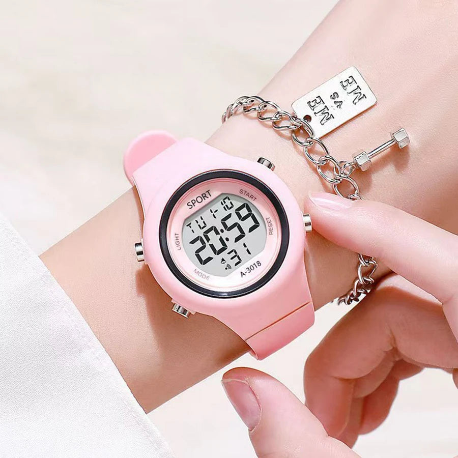 LED Digital Kids Sports Watch set Luminous Waterproof Alarm Clock Boys and Girls Student Electronic Wristwatch with Bracelet set