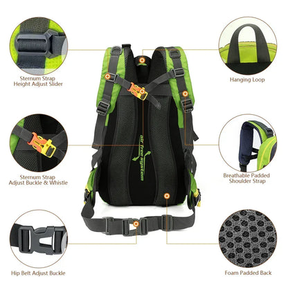 40L Water Resistant Travel Backpack Camping Hiking Laptop Daypack Trekking Climbing Back Bags For Men Women Hiking Supplies - Urbizia