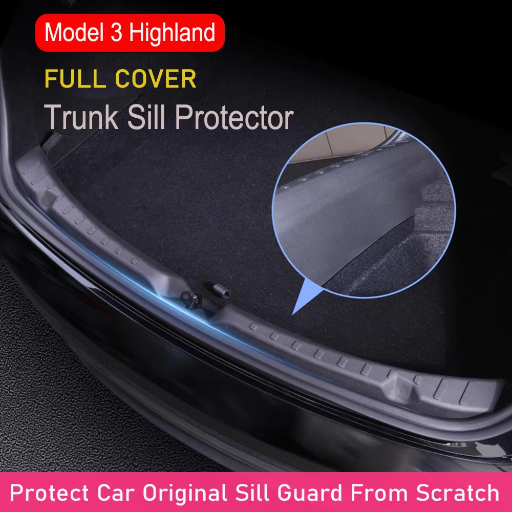 USVOTOV for Tesla Model Y Juniper Launch Model 3 2025 2026 Trunk Sill Guard Cargo Mat Rear Bumper Protector TPE Pads Accessories