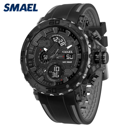 SMAEL 8136 50M Waterproof Military Watch for Men - LED Backlight Alarm Chronograph Stopwatch Shockproof Outdoor