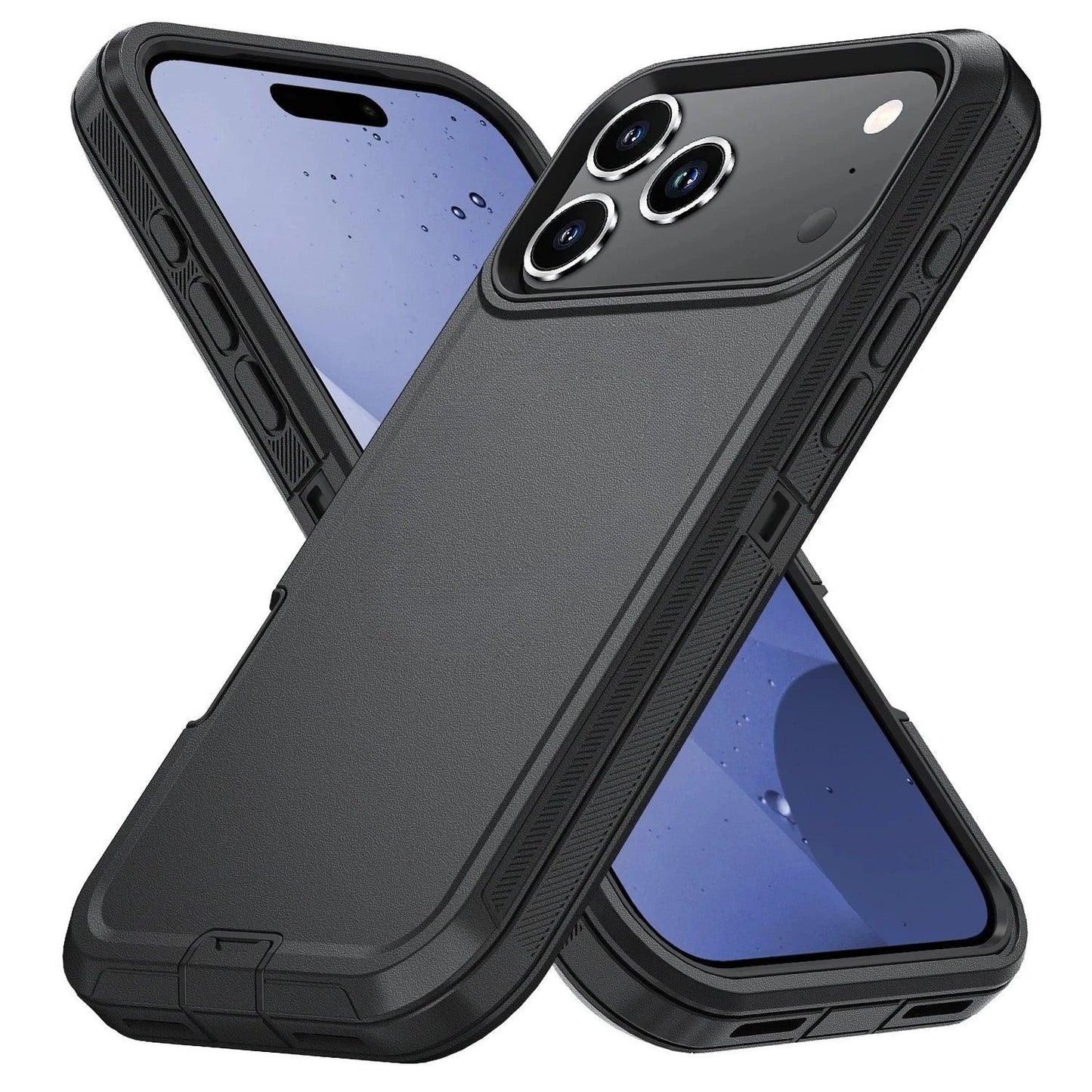 Shockproof Armor Defender Case for iPhone 11–17 with Stand – PC + TPU