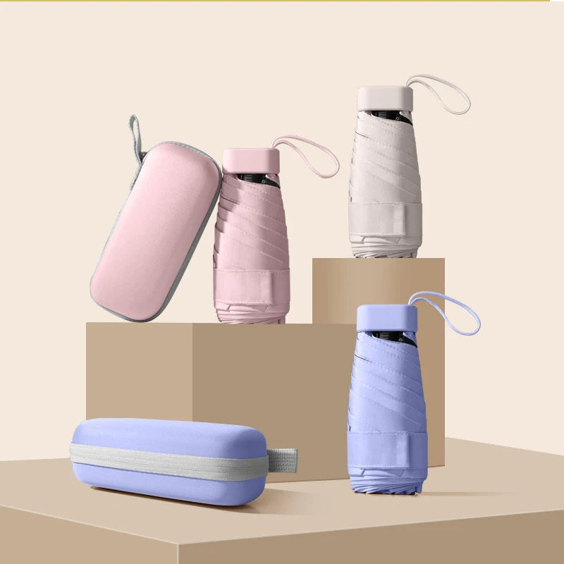 Mini Compact Pocket Umbrella for Women Light 5 Folding Sun Protection Sun and Rain Small Card Bag Umbrellas Paraguas