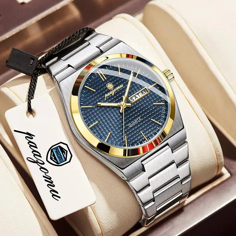 PAAZOMU Original Luxury Men Clock Fashion Luminous Waterproof Chronograph Date Watch For Man Leather Quartz Men's Watches Reloj