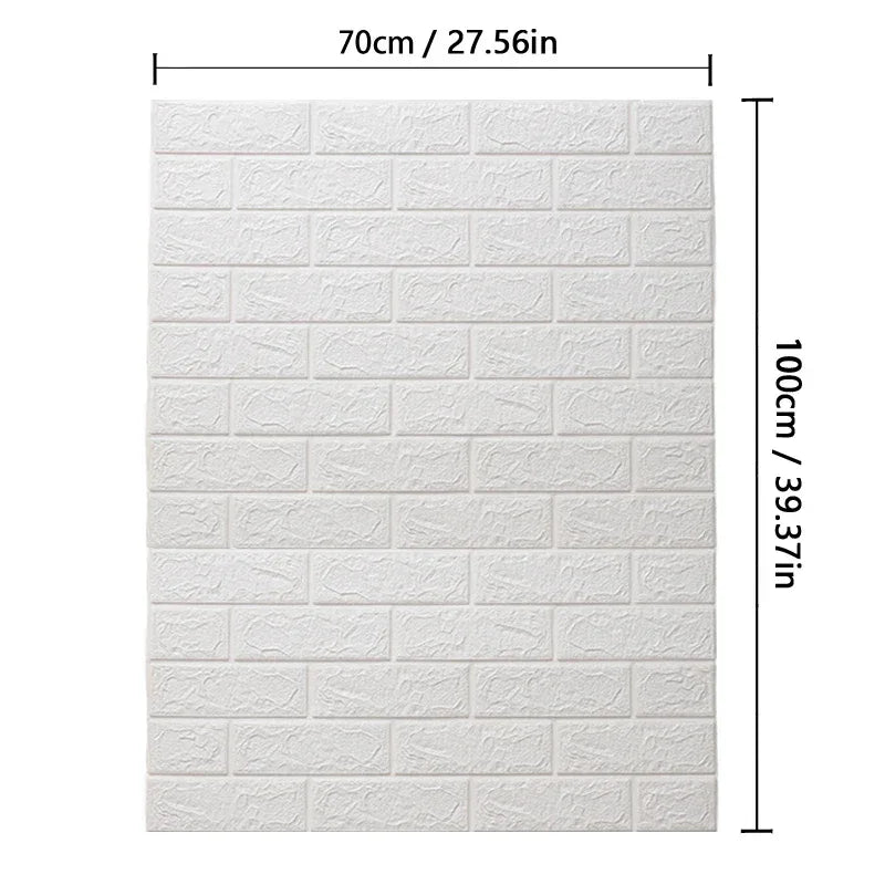 70cmx1m/2m/3m/5m/10m Wallpaper Brick 3D Wall Sticker Foam Self Adhesive DIY Living Room Decor Waterproof Paper - Urbizia