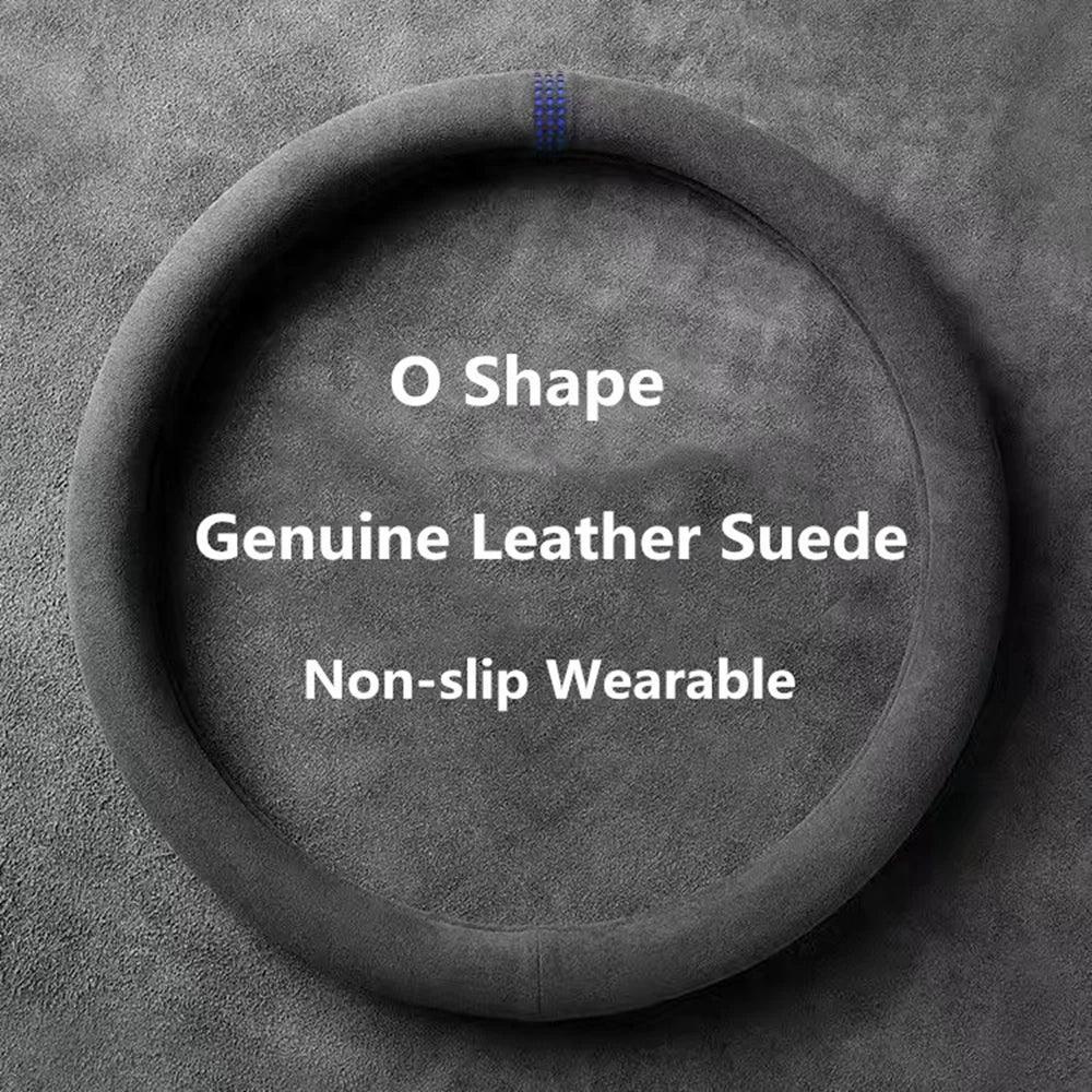 Universal Cowhide Suede Steering Wheel Cover 37–38cm - Urbizia