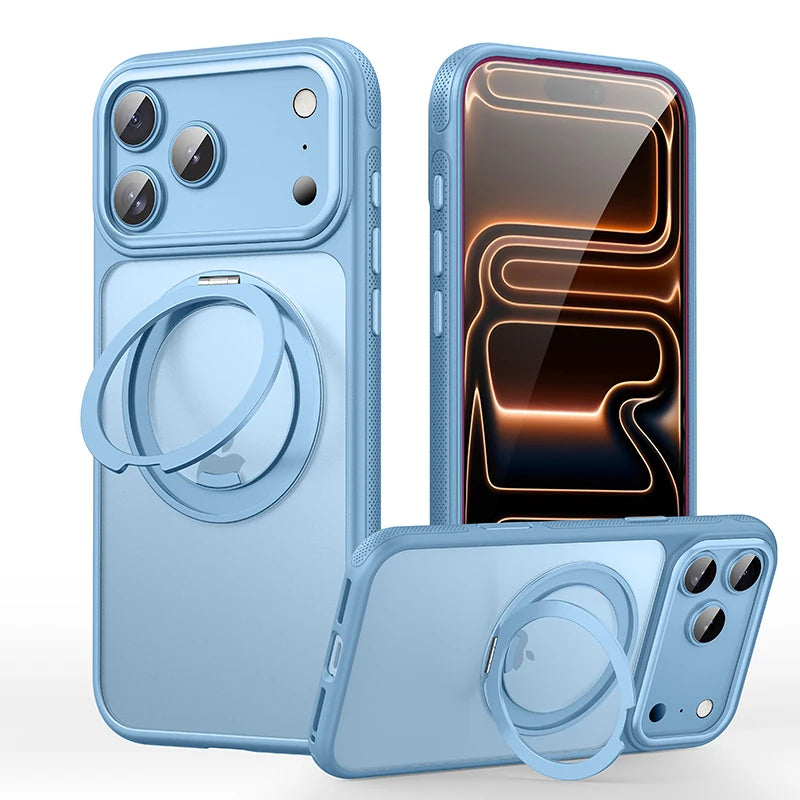 360° Mechanical Torque-Sound Rotating Stand Holder Magnetic Magsafe Phone Case For iPhone 16 15 14 13 17 18 Pro Max Plus Air 17E