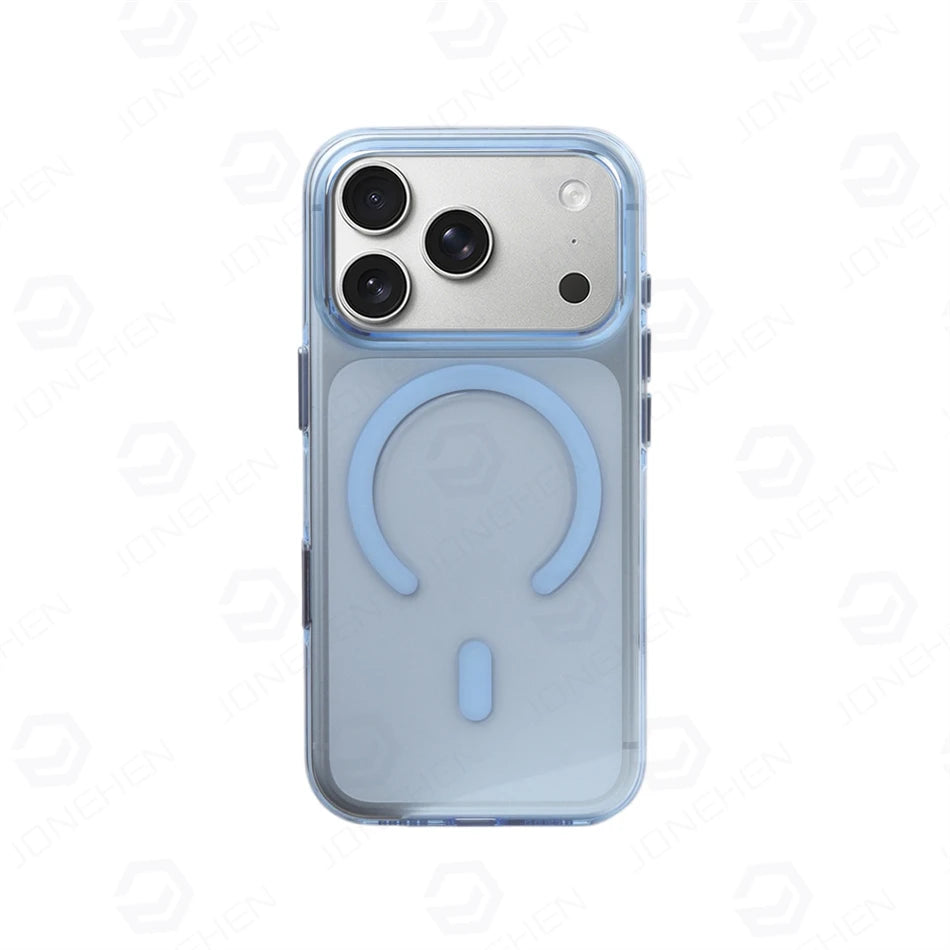 Plum Color Crystal Transparent Magnetic Case For iPhone 16 17 18 Pro Max Shockproof Smooth Clear Camera Button Cover For Magsafe