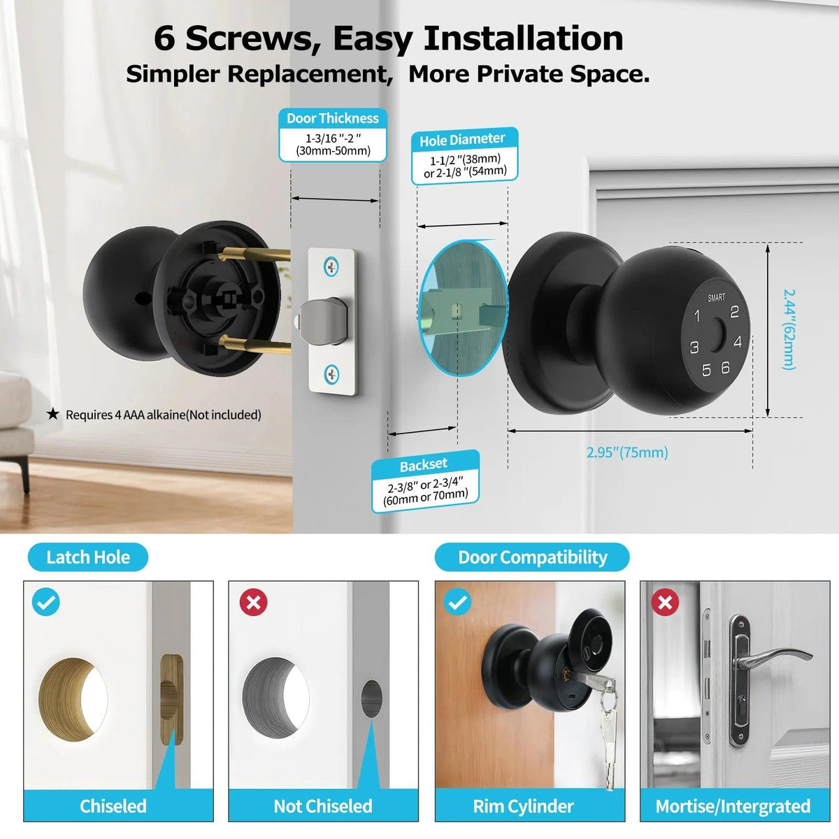 Viladepot Smart Lock Fingerprint Door Lock App Control Passcode Unlock Electronic Touchscreen Keypad Indoor