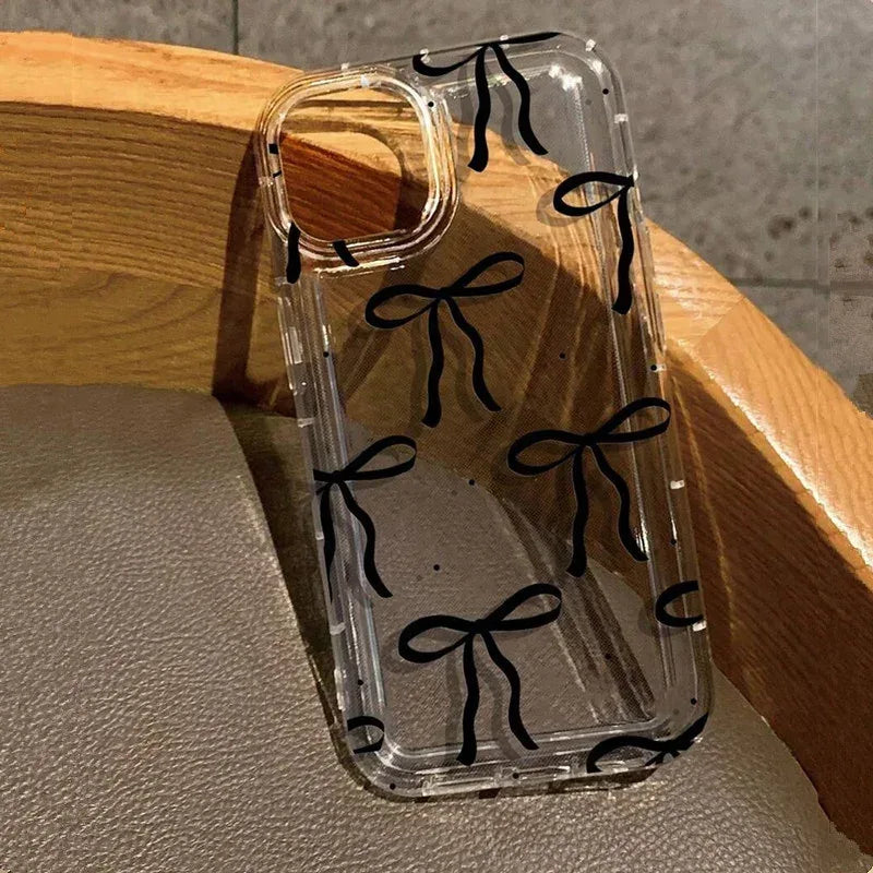 Heart Bow Shockproof Soft Clear Case for iPhone