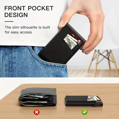1 Pc Slim Pop-Up Card Holder with  Print for Men, RFID Blocking Wallet Magnetic Slim Automatic Pop-up Card Holder for The Phone