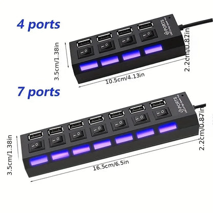 7-Port USB 2.0 Hub with Individual Power Switch & LED