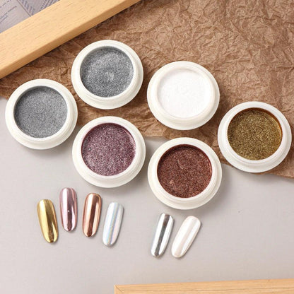 6pcs Chrome Mirror Nail Powder Set – Aurora Shine