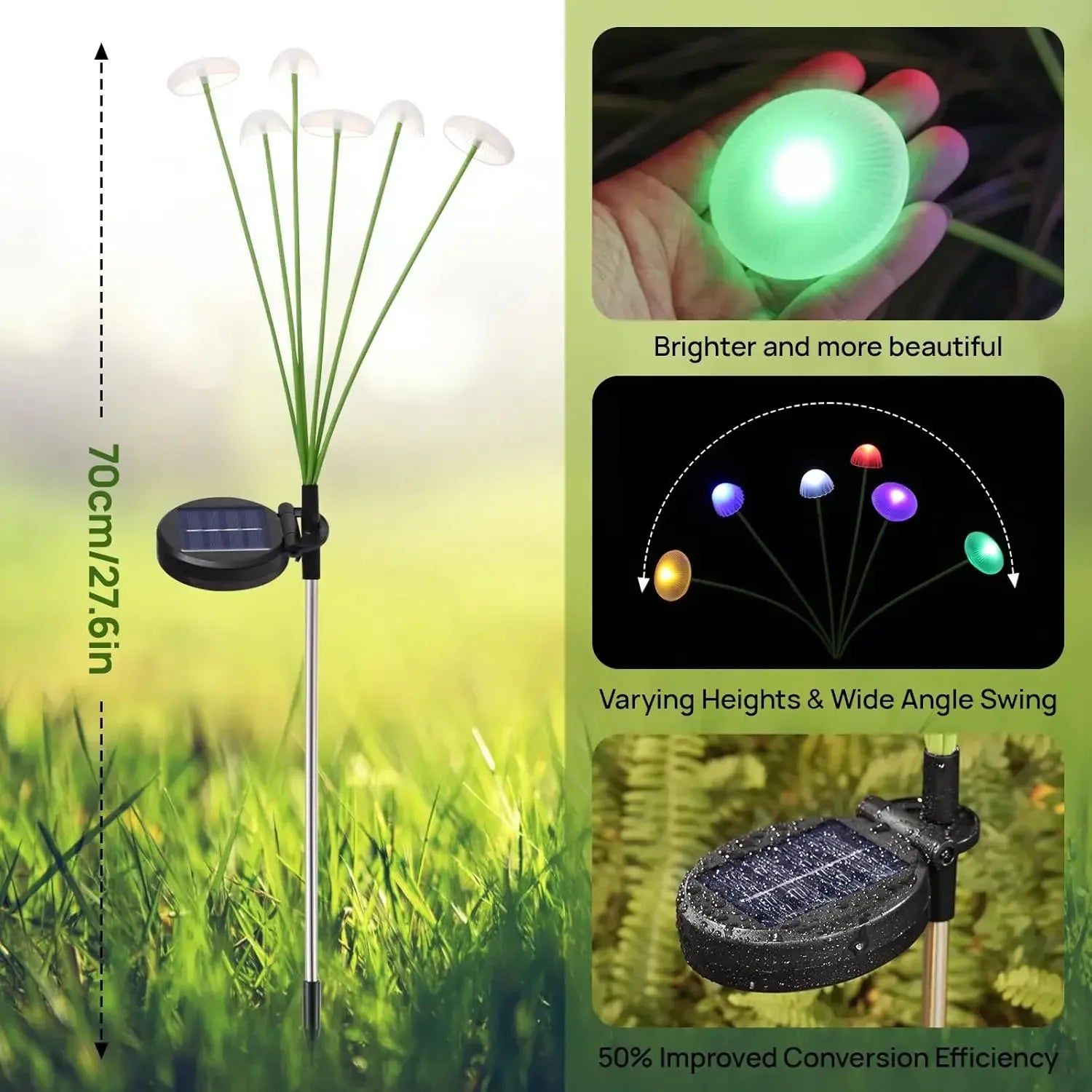 Solar Garden Lights Dual Mode LED Solar Mushroom Lights Waterproof Decor Yard Patio Pathway Jellyfish for Garden Ambiance - Urbizia