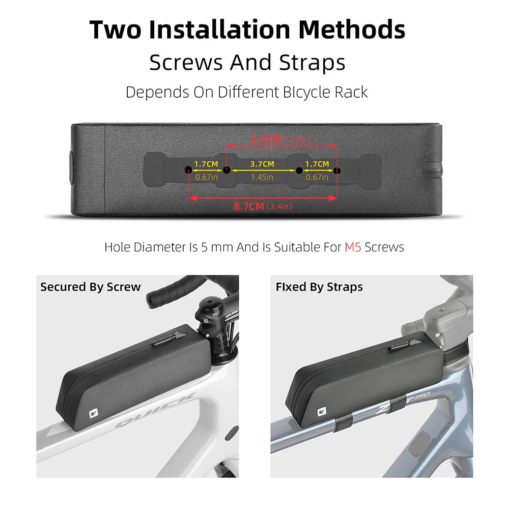 Rhinowalk Bike Top Tube Bag Waterproof Case With Bolt Mounted & Strap Aerodynamic Low Drag For Triathlon Gravel Mtb Road Bike