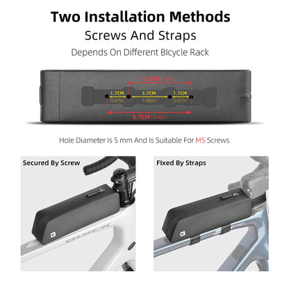 Rhinowalk Bike Top Tube Bag Waterproof Case With Bolt Mounted & Strap Aerodynamic Low Drag For Triathlon Gravel Mtb Road Bike