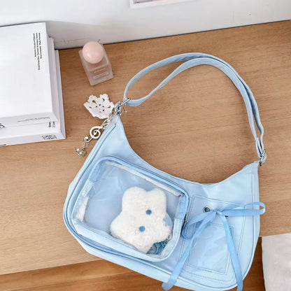 Y2k Harajuku Shoulder Bag Women Korean Transparent Ita Bag School Crossbody Bag Female Japanese Designer Preppy Handbag Purse