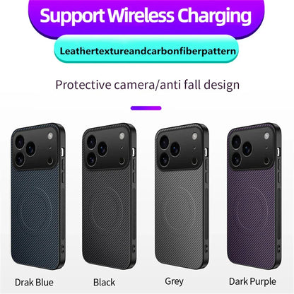 Luxury Ultra Thin Carbon Fbier Magnetic Leather Case for iPhone 17 16 15 14 13 Pro Max 17Air 16E Magsafe Wireless Charging Cover