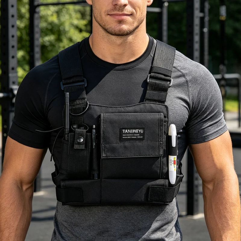 Outdoor Cycling Bag Lightweight Running Vest Backpacks Unisex Hiking Marathon Chest Rig Bag Storage Pocket Men Sports Chest Pack