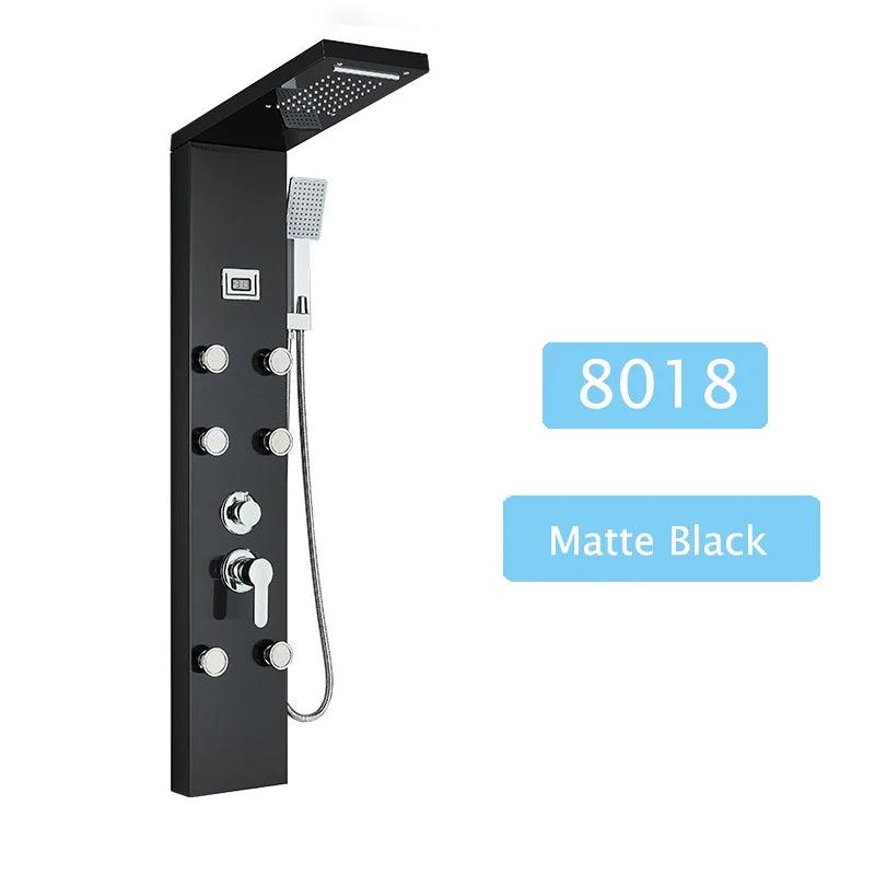 Luxury LED Shower Panel SPA Massage Jet Shower Faucet Bathroom Waterfall Rain Shower Column System Faucet Bathoom
