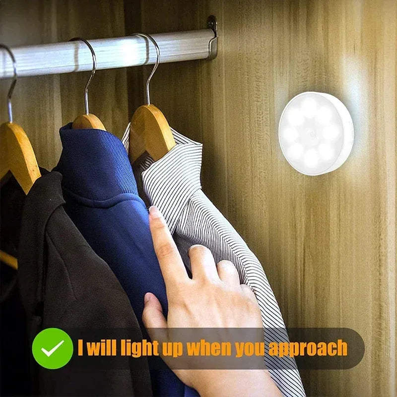 2~6 Pack Motion Sensor LED Night Light USB Rechargeable 3 Color Night Lamp Cabinet Wardrobe Lamp Staircase Wireless Closet Light - Urbizia