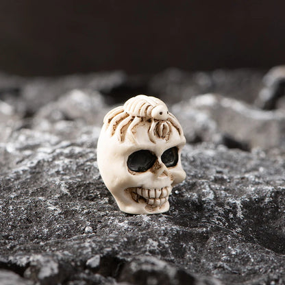 Miniature Halloween Resin Figurines – 3D Horror Raven, Tombstone, Ghost & Skull Ornaments