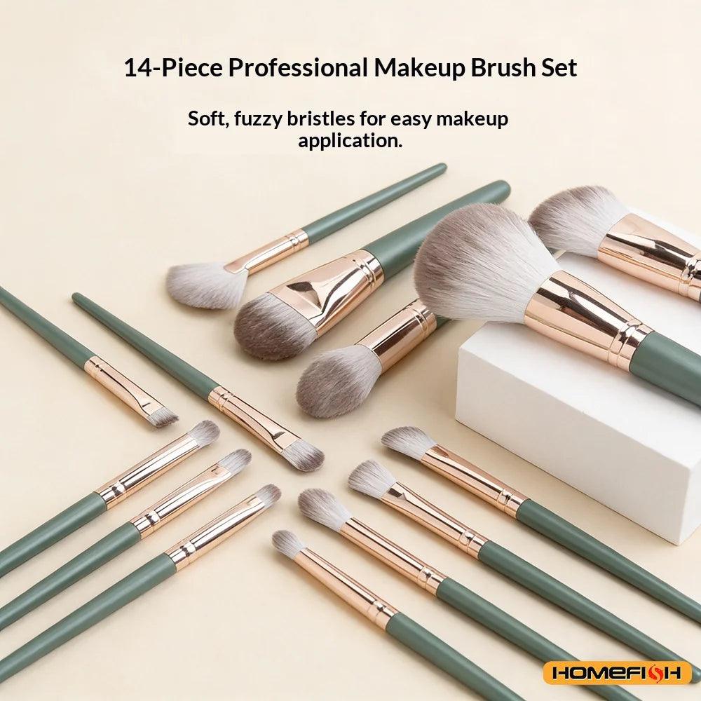 14Pcs Soft Fluffy Makeup Brushes Set, Cosmetic Powder Eye Shadow Foundation Blush Blending Tools