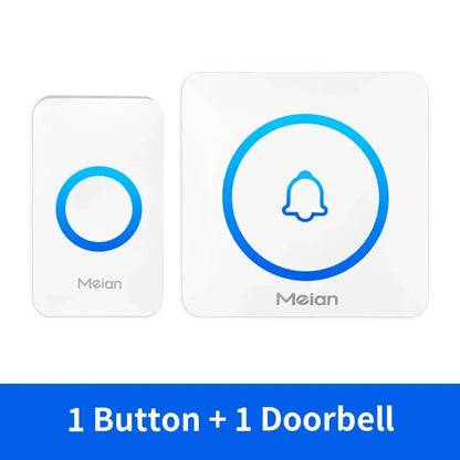 Meian Smart Home Doorbell Wireless Security Doorbell IP65 Waterproof Outdoor Door Bell 60 Songs 5 Volume Adjustable Chime Kit - Urbizia