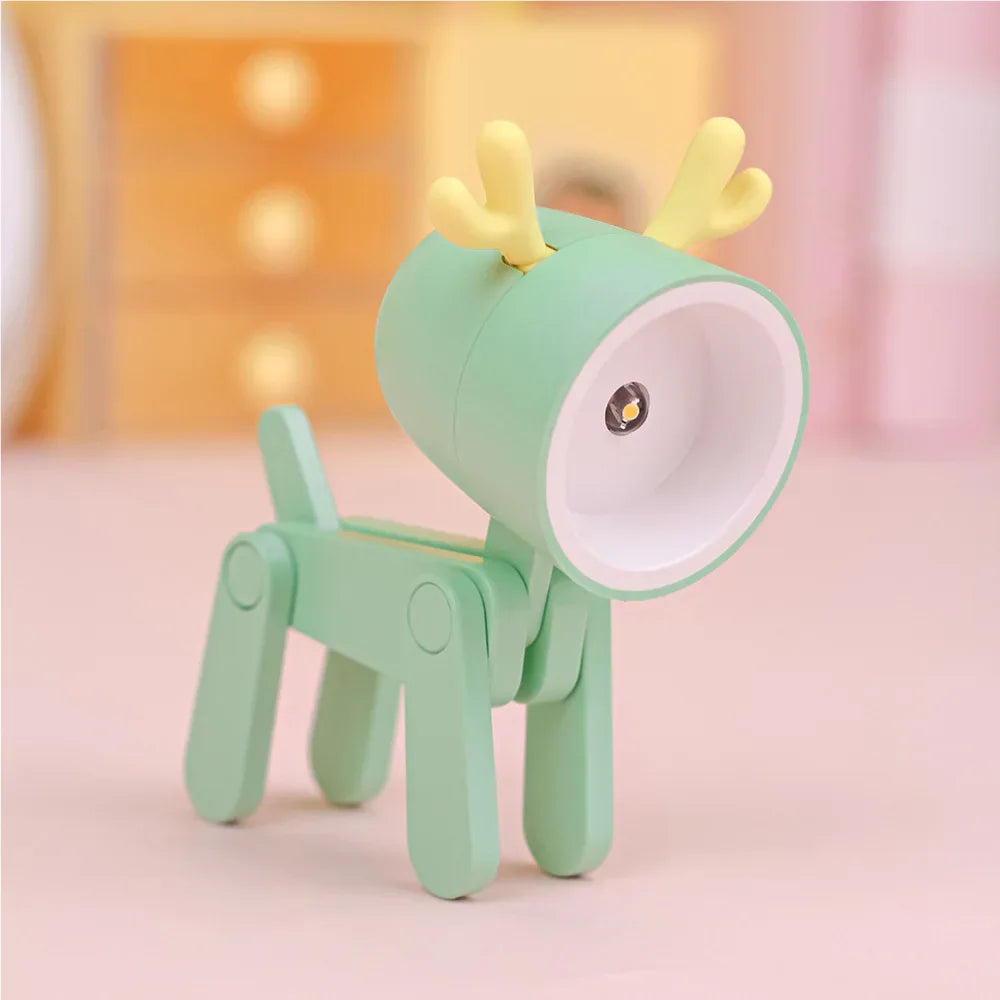 LED Night Light Mini Folding Desk Lamp Cute Pet Lights Dog Deer Portable Night Light Student Living Room Decor Gift - Urbizia