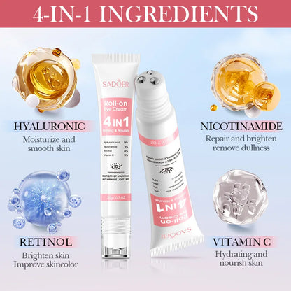 1/2/3pcs SADOER Eye Cream Retinol Nicotinamide Hyaluronic Acid Vitamin C Anti Dark Circle 4in1 Moisturizing Anti-Aging Eye Serum