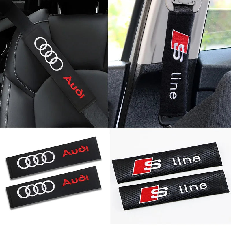 2PCS Car Seatbelt Shoulder Pad Driving Seat Belt Vehicle Pad Cover For Audi s line A4 b6 b8 b7 b9 b5 A6 A3 A8 Q3 Q5 Q7 Q8