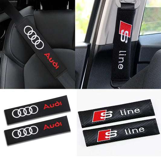 2PCS Car Seatbelt Shoulder Pad Driving Seat Belt Vehicle Pad Cover For Audi s line A4 b6 b8 b7 b9 b5 A6 A3 A8 Q3 Q5 Q7 Q8