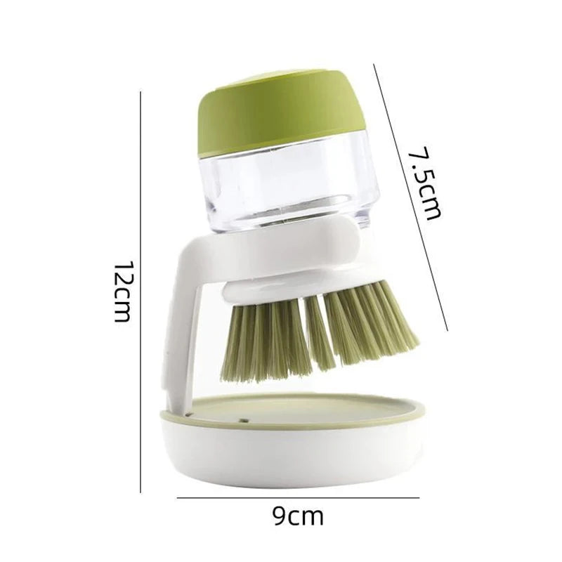 Dish Brush With Soap Dispenser – Multi-Use Kitchen Palm Brush With Tray