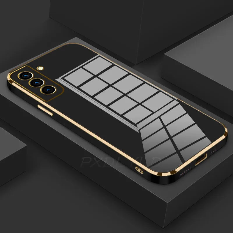 Luxury Bling Glossy Plated Full Cover Phone Case for Samsung Galaxy S26 S25 S24 S23 FE S22 Plus Ultra Soft Back Cover