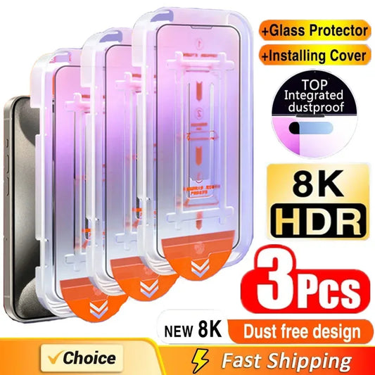 Oleophobic Screen Protector iPhone Dust-Free Install 3-Pack