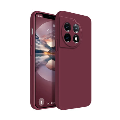Soft Back Cover Phone Case for Oneplus 11 11R 5G Candy Color Liquid Silicone Funda Luxury Straight Edge Original Protect Housing