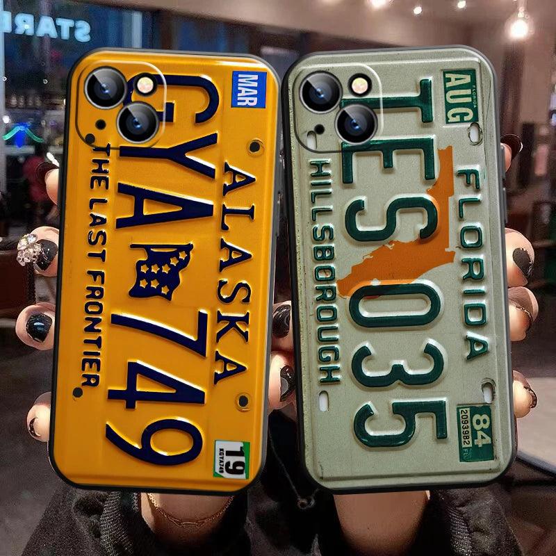 Retro License Plate iPhone Case – Shockproof Full Coverage
