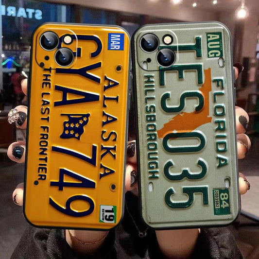 Retro License Plate iPhone Case – Shockproof Full Coverage