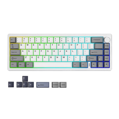 YUNZII AL68 Silver Wireless Custom Mechanical Keyboard, QMK/VIA Aluminum Keyboard, Hot Swap Gasket Gaming Keyboard with Knob