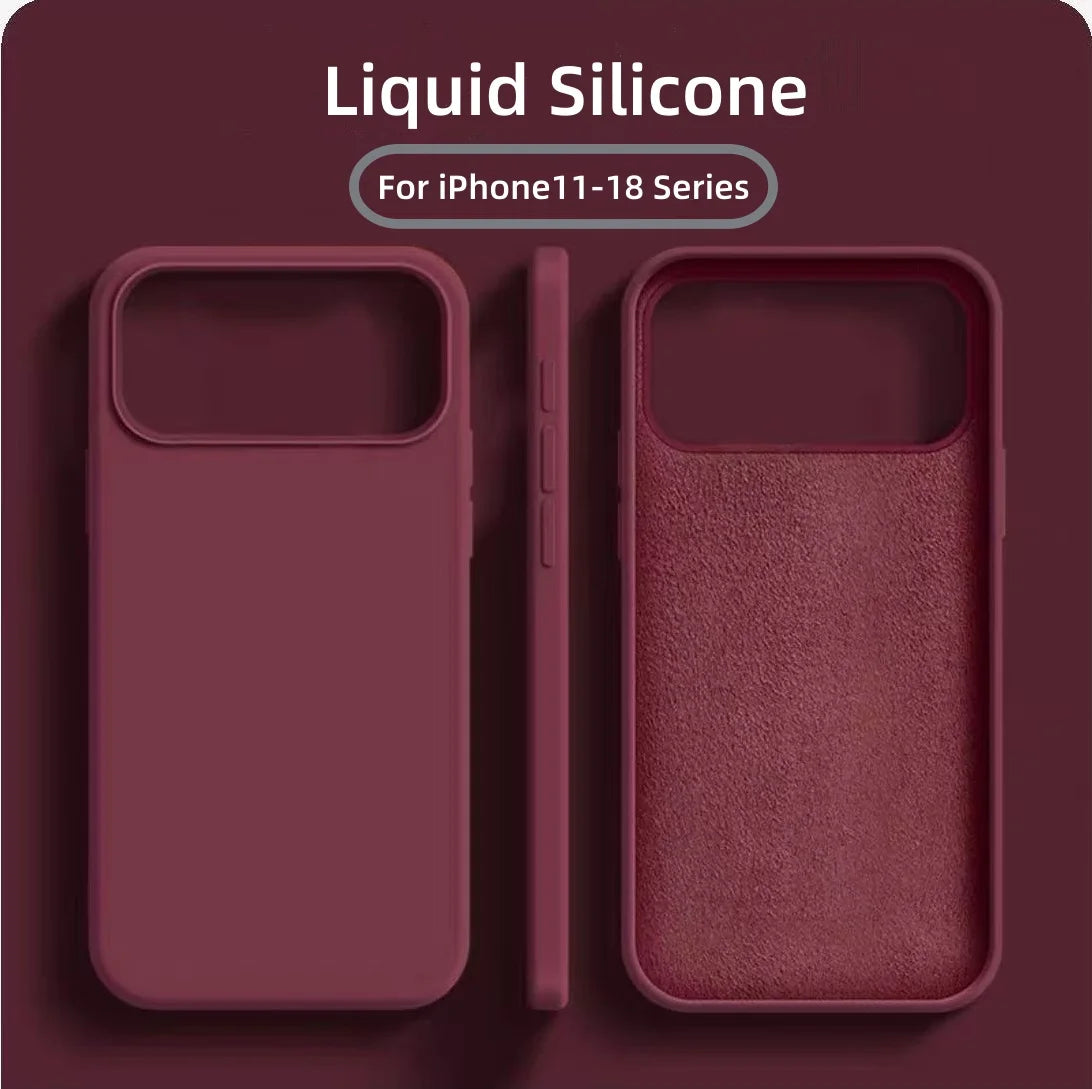 Simple Liquid Silicone Phone Case For iPhone 18 Pro Max 17 16 13 15 14 12 Pro Max Cases With Box Soft Fashion Shockproof Cover