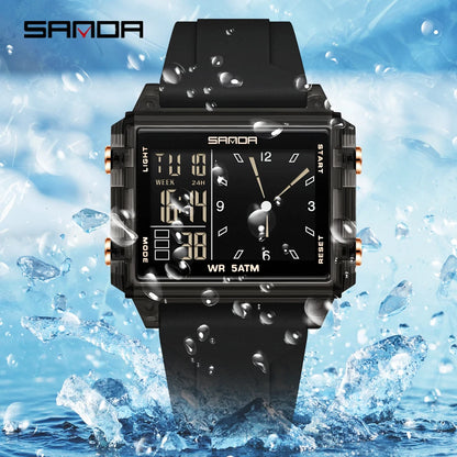 SANDA 6273 Fashion Electronic Watches for Man Luminous Calendar Waterproof Clock Outdoor Sports Casual Ladies Digital Wristwatch