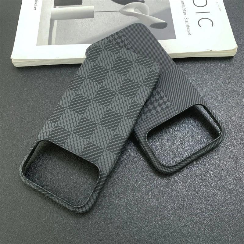 iPhone Slim Carbon Fiber Checkered Matte Case