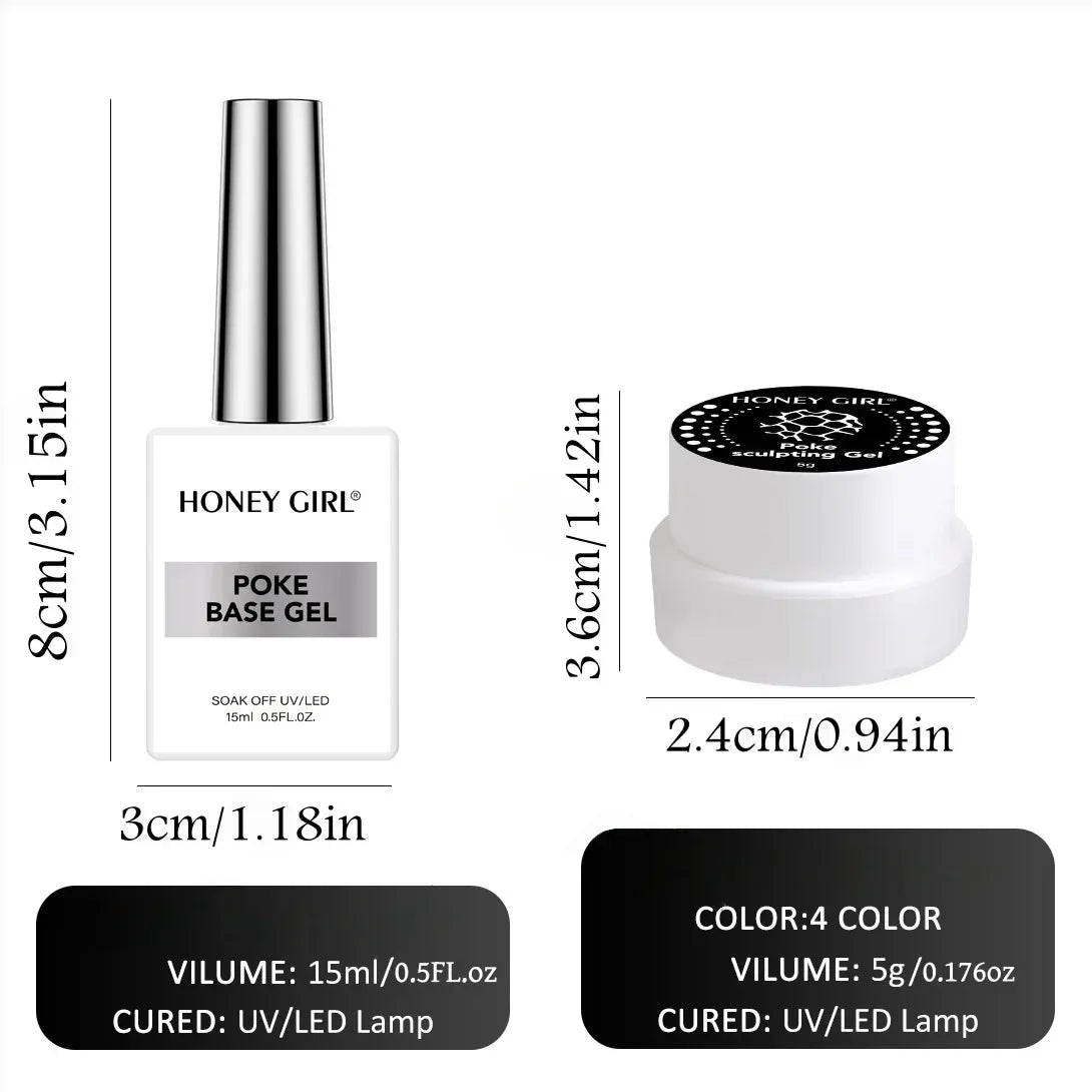 Creative Nail Art  poke Gel with Special Base Coat, Black/White Silvery Golden  for DIY Multi-Style Designs,  Holiday Gift