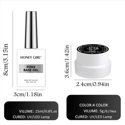 Creative Nail Art  poke Gel with Special Base Coat, Black/White Silvery Golden  for DIY Multi-Style Designs,  Holiday Gift