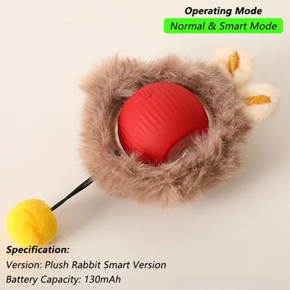 Dog Cat Interactive Ball Toy Automatic Rolling Ball Faux Tail Rechargeable Smart Pet Electric Toy Dog Cat Training Imitate Mouse - Urbizia