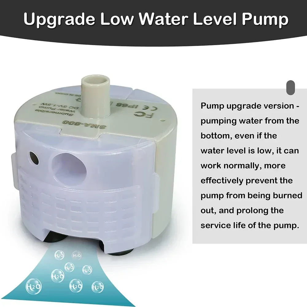 1pc Water Pump For Pet Fountain Stainless Steel Water Feeder Water Pump SMA-800 Ultra-Quiet USB（No Plug Only Water Pump ） - Urbizia