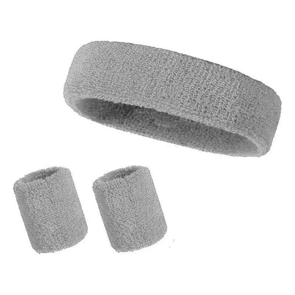 New Hot Athletic Sweatband Hairband Headband Wristband Set in 3-Pack Cotton Head Sweat Bands for Running, Cycling, Yoga, Spa
