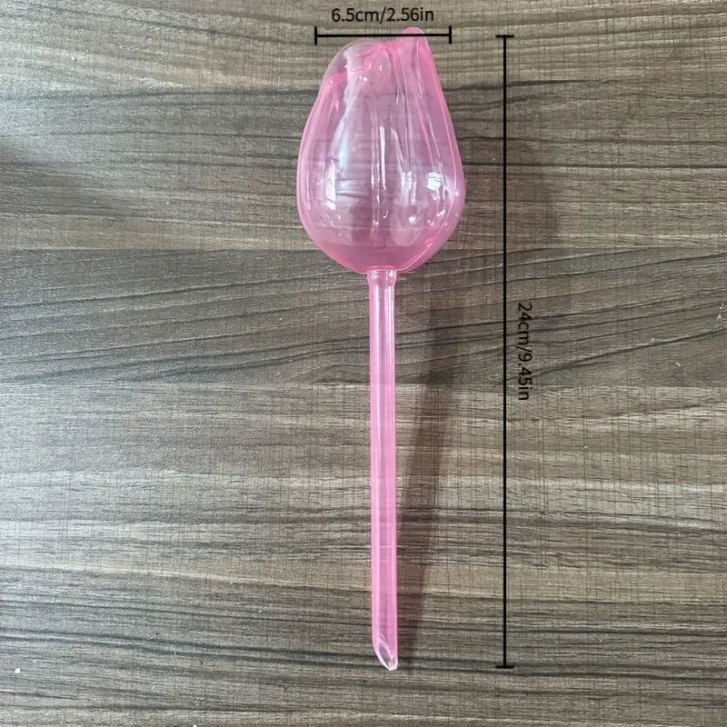 Pink tulip plant watering balls, suitable for indoor and outdoor plants, automatic plant drippers, and automatic watering - Urbizia