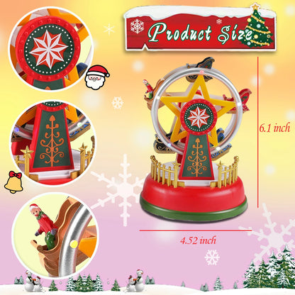 LED Christmas Carousel Decoration Music Box – Holiday Village Scene Ornament with Lights